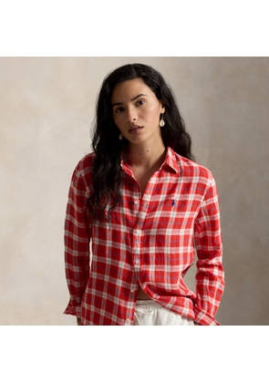 Classic Fit Plaid Linen Shirt