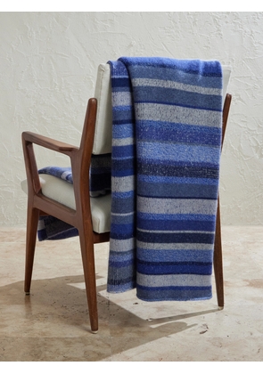 The Elder Statesman - Striped Knitted Cashmere Blanket - Men - Blue