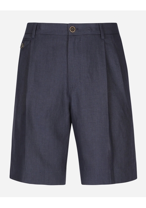 Dolce & Gabbana Linen Shorts - Man Pants And Shorts Blue 54