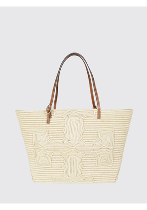 TORY BURCH Ella Crochet Raffia Tote Bag with Embroidered Double T Logo