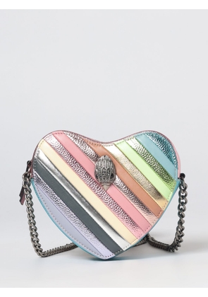 KURT GEIGER LONDON Kensington Heart-Shaped Leather Mini Bag with Multicolor Stripes and Rhinestones