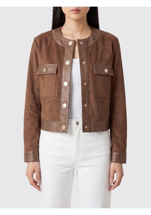URBANCODE Short Faux Suede Jacket with Crew Neck and Belt