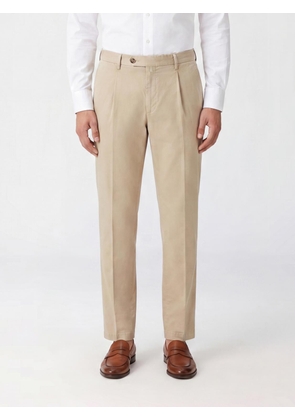 BRIGLIA 1949 Slim Fit Tailored Trousers in a Cotton and Linen Blend with Slant Pockets