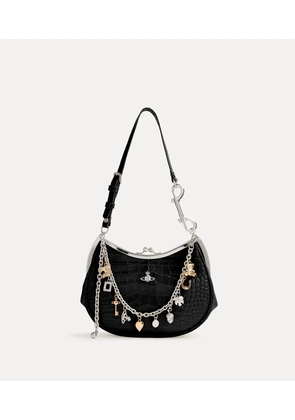 Vivienne Westwood Charm Frame Purse Emboss Croc Leather Black