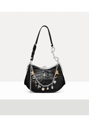 Vivienne Westwood Charm Frame Purse Emboss Croc Leather -Black-charms