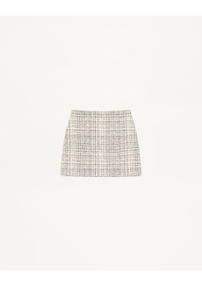 Valentino Square Tweed Mini Skirt Woman VANILLA/BLACK 36