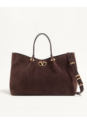 Valentino Garavani Valentino Garavani Large Shopping Bag in Soft Suede Woman EBONY UNI