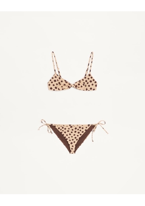 Valentino Lycra Swimsuit In Plus De Pois Dalmata Polka Dot Woman BEIGE/CHOCOLATE L
