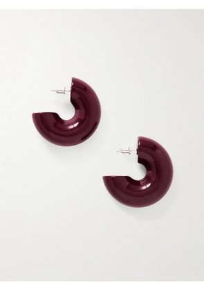UNCOMMON MATTERS - Beam Wood Hoop Earrings - Burgundy - One size
