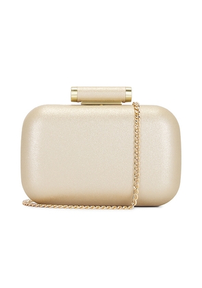 olga berg Cooper Metallic Clutch in Metallic Gold.