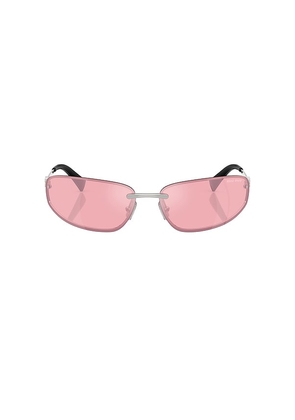 Miu Miu Oval Sunglasses in Metallic Silver.