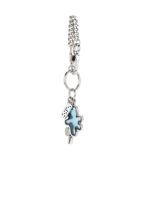 Marc Jacobs The Sticker Charm Key Chain in Metallic Silver.
