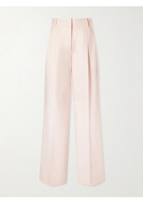 Another Tomorrow - Pleated Linen Wide-leg Pants - Pink - IT36,IT38,IT40,IT42,IT44,IT46,IT48