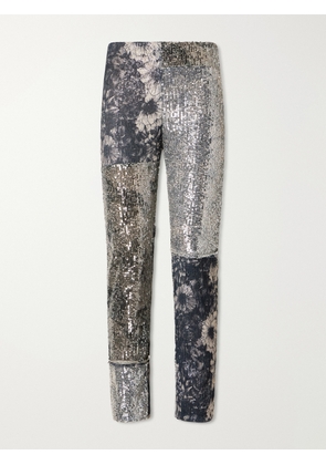 Maison Margiela - Sequined Patchwork Jersey Straight-leg Pants - Silver - IT38,IT40,IT42,IT44,IT46