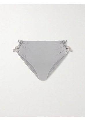 Eres - Christie Embellished Stretch-jersey Bikini Briefs - Gray - FR 38,FR 40,FR 42,FR 44,FR 46