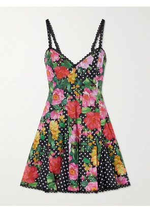 Charo Ruiz - Rosela Floral-print Cotton-blend Mini Dress - Pink - x small,small,medium,large,x large