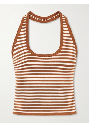 Calle Del Mar - Halterneck Striped Knitted Top - Brown - x small,small,medium,large,x large