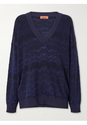 Missoni - Striped Crochet-knit Sweater - Blue - IT36,IT38,IT40,IT42,IT44,IT46,IT48