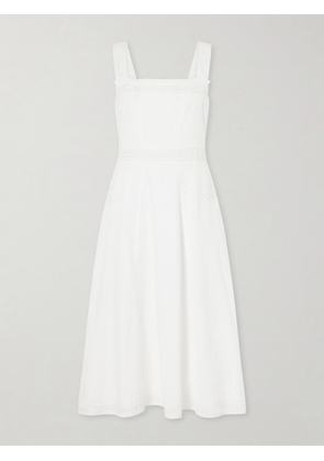 Thierry Colson - Artemis Pleated Embroidered Cotton-bouclé Dress - White - x small,small,medium,large,x large