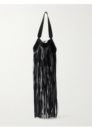KHAITE - Lotus Fringed Leather Tote Bag - Black - One size