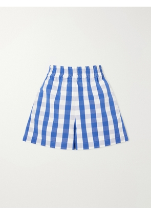 Marta Ferri - Picnic Checked Cotton-blend Vichy Shorts - Blue - S/M,M/L,L/XL