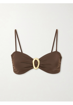 Away That Day - Cabo Verde Embellished Bikini Top - Brown - x small,small,medium,large