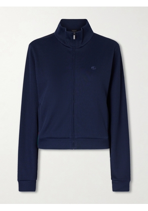 Gucci - Webbing-trimmed Ribbed Zip-up Jacket - Blue - x small,small,medium,large,x large