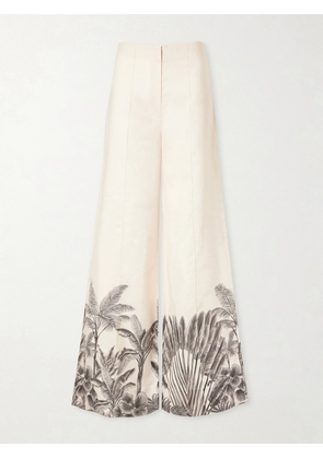 Andres Otalora - Voz De Calma Printed Linen Wide-leg Pants - Neutrals - US0,US2,US4,US6,US8,US10,US12