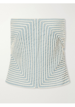 Andres Otalora - Nyota Alma Embroidered Linen And Cotton-blend Bustier Top - Green - US0,US2,US4,US6,US8,US10
