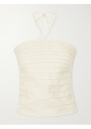 Andres Otalora - En Tu Luz Embroidered Linen Bustier Top - Neutrals - US0,US2,US4,US6,US8,US10