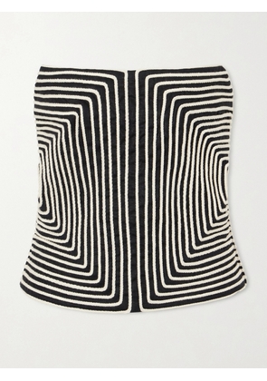 Andres Otalora - Nyota Alma Embroidered Linen-blend Bustier Top - Black - US0,US2,US4,US6,US8,US10