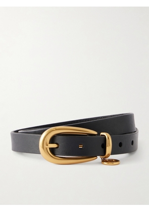 SAINT LAURENT - Cassandre-embellished Leather Belt - Black - 70,75,80,85,90