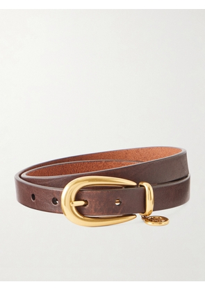 SAINT LAURENT - Cassandre-embellished Leather Belt - Brown - 70,75,80,85,90