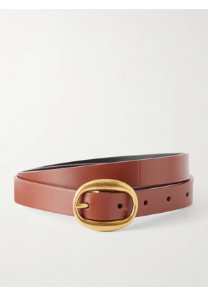 SAINT LAURENT - Logo-engraved Leather Belt - Brown - 70,75,80,85,90