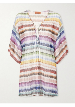 Missoni - Lace-up Striped Metallic Crochet-knit Coverup - Multi - IT36,IT38,IT40,IT42,IT44,IT46,IT48