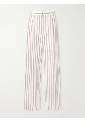 TWP - Hudson St Pleated Striped Cotton And Silk-blend Wide-leg Pants - White - US0,US2,US4,US6,US8,US10