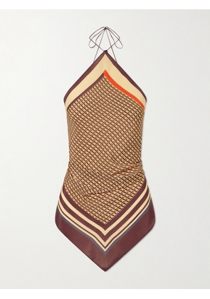 SIR. - Cooper Printed Twill Top - Brown - One size