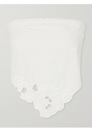 SIR. - Klara Cropped Broderie-anglaise-trimmed Cotton-poplin Top - Neutrals - One size