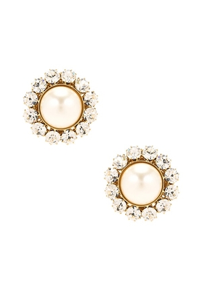 Rowen Rose Pearl And Strass Earrings in Metallic Gold.