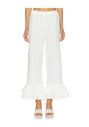 Sleeper Cha-cha Linen Lounge Pants With Headscarf in White. Size XS. Also in S, M, L.
