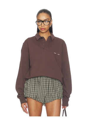 Quiet Golf Monogram Washed Rugby Sweater in Black. Size S. Also in M, L, XL/1X.