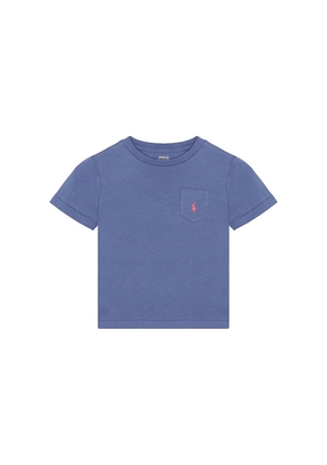 Polo Ralph Lauren Kids Short Sleeve Cotton Jersey Pocket T-shirt in Blue. Size 6. Also in 2, 3, 4, 5.
