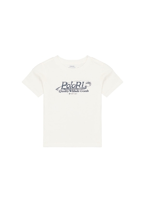 Polo Ralph Lauren Kids Short Sleeve Jersey Knit Polo Rl Graphic T-shirt in White. Size 6. Also in 2, 3, 4, 5.