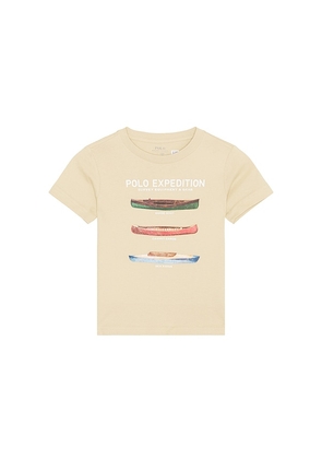 Polo Ralph Lauren Kids Short Sleeve Jersey Knit Boat Graphic T-shirt in Cream. Size 6. Also in 2, 4.