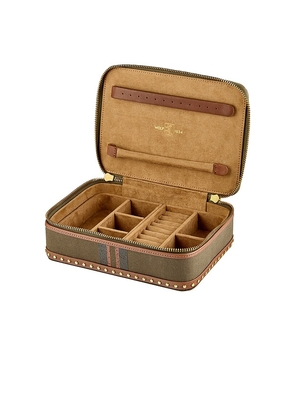 WOLF Ida Travel Zip Jewelry Case With Handle in Brown.