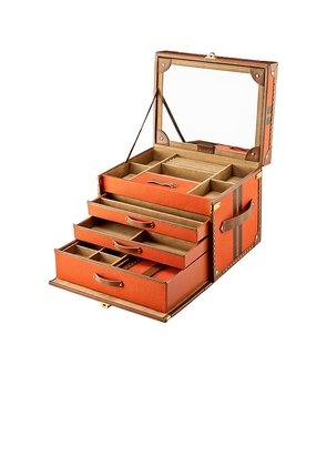 WOLF Ida Trunk Jewelry Box in Orange.