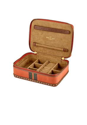 WOLF Ida Travel Zip Jewelry Case With Handle in Orange.