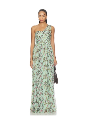 Ulla Johnson Aureline Silk One Shoulder Gown in Green. Size 00. Also in 0, 4, 6, 8, 10, 12.