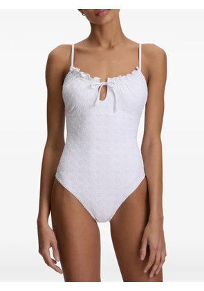 Polo Ralph Lauren broderie-anglaise keyhole swimsuit - White