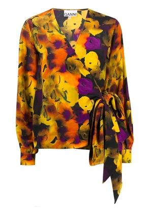 GANNI lemon wrap blouse - Yellow